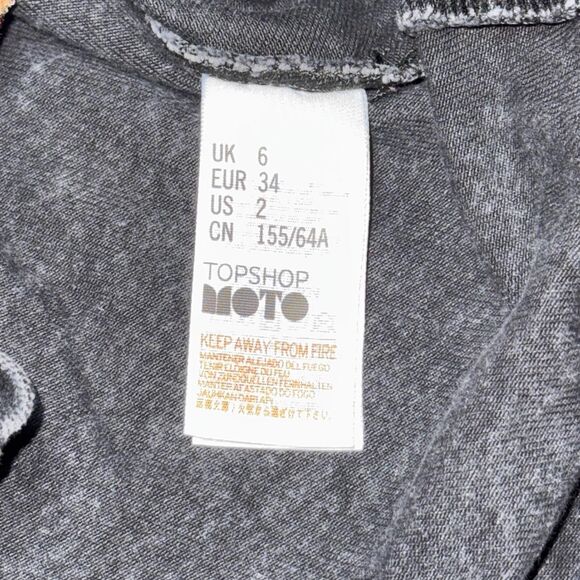 Topshop Moto Floral Embroidered Black Denim Mini Skirt SIZE 2 - Picture 6 of 8